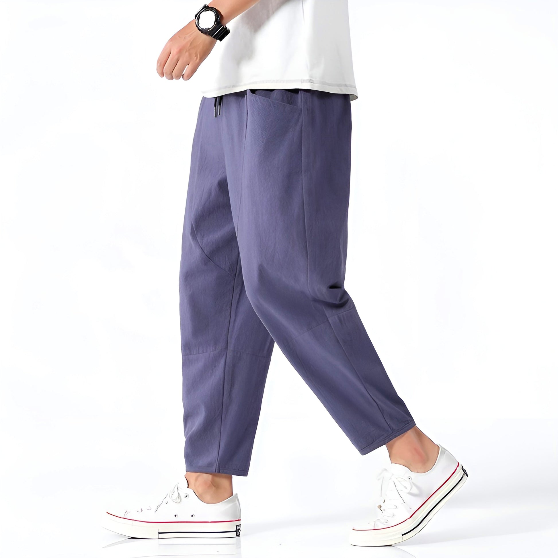 Herrebukser Cropped Casual Stil med Justerbar Snøre 9