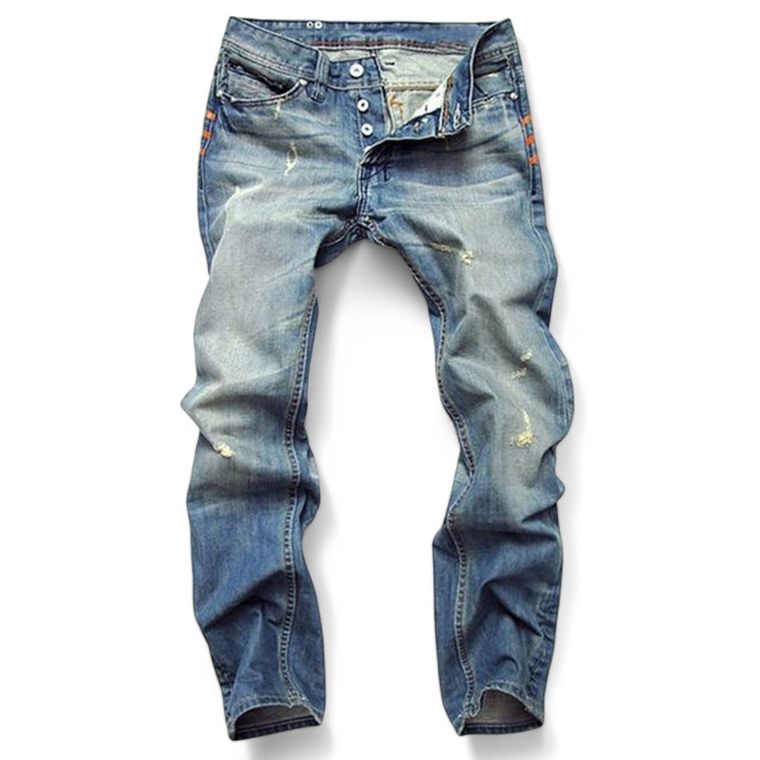 Herrebukser Jeans Casual Bomuldsdenim Komfortabel Pasform 0