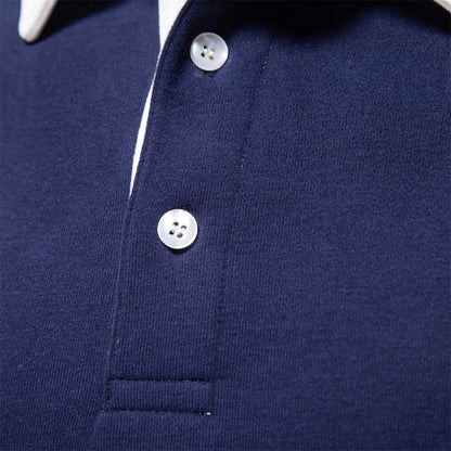 Herren Polo Sweatshirt Retro Style Med Kontrasterende Krave 6