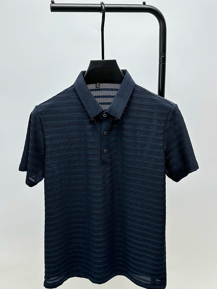 Herres Silke Skjorte Casual Mesh Design 5