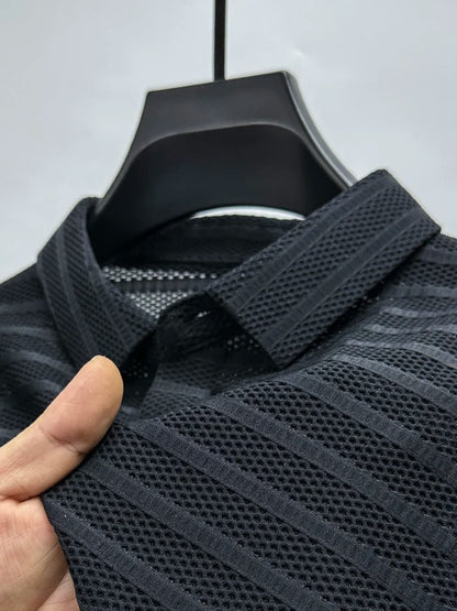 Herres Silke Skjorte Casual Mesh Design 6