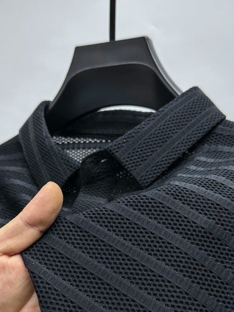 Herres Silke Skjorte Casual Mesh Design 6