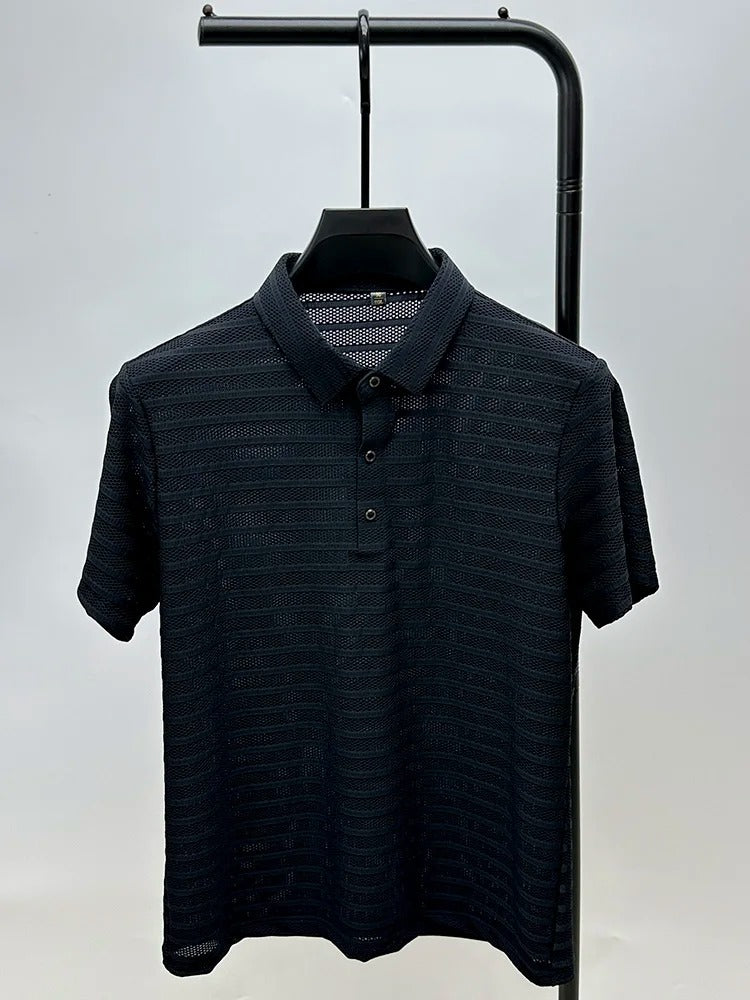 Herres Silke Skjorte Casual Mesh Design 7