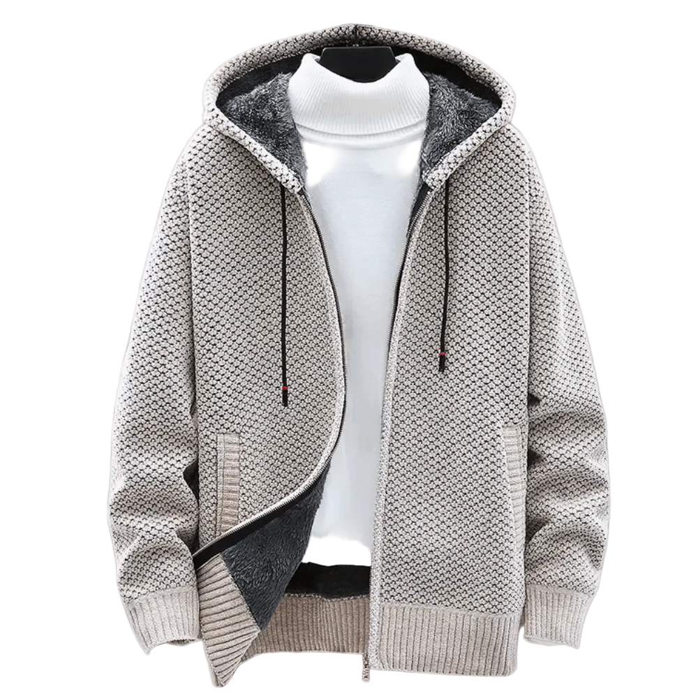 Hoodie til mænd med strikdesign 0