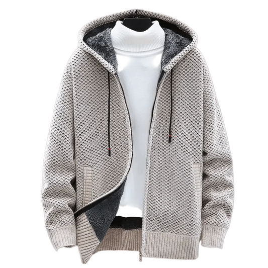 Hoodie til mænd med strikdesign 0