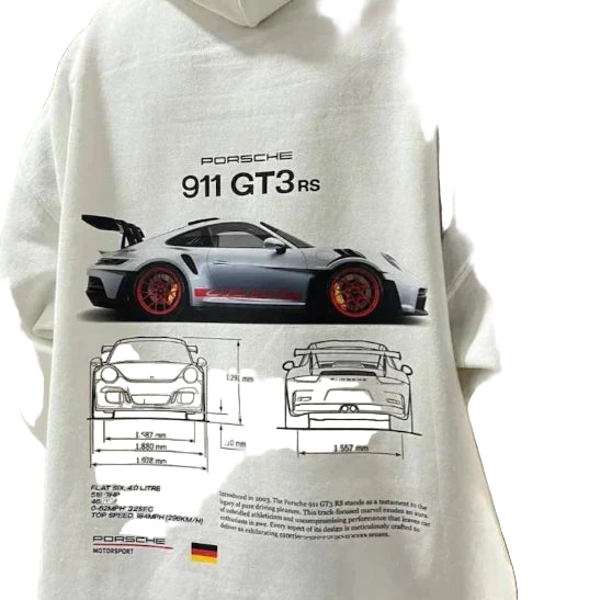 Hoodies Mænd Oversized Med Raceprint Blød Bomuldsblanding 0