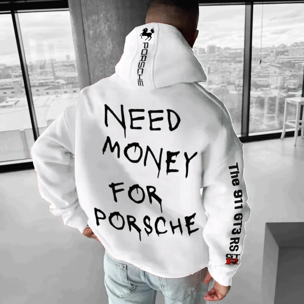 Hoodies Mænd Oversized Med Raceprint Blød Bomuldsblanding 3