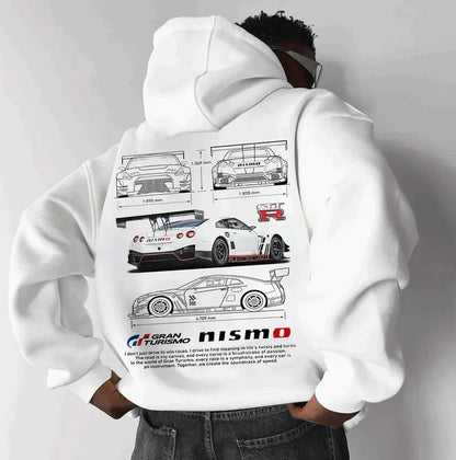 Hoodies Mænd Oversized Med Raceprint Blød Bomuldsblanding 5