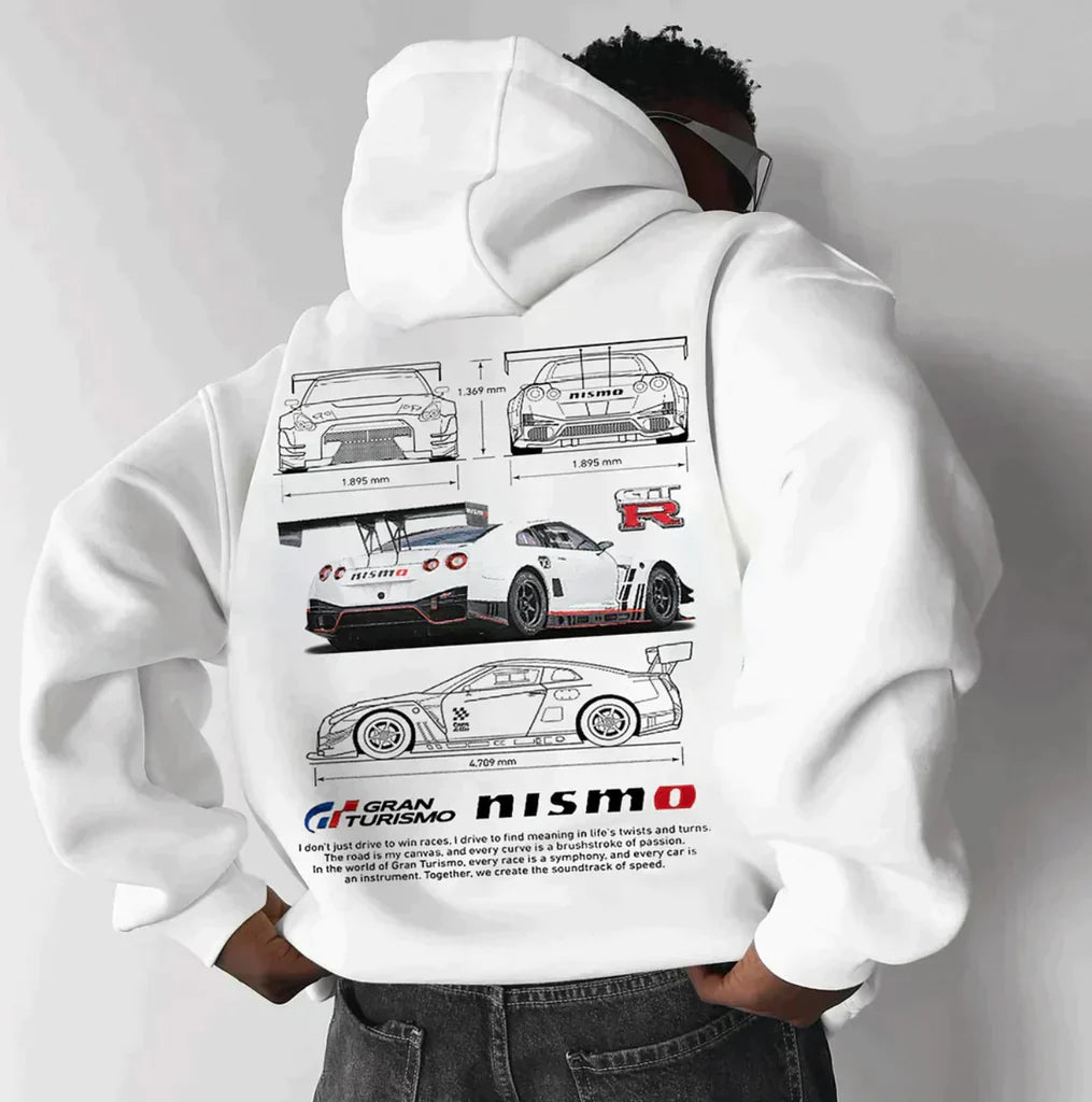 Hoodies Mænd Oversized Med Raceprint Blød Bomuldsblanding 5