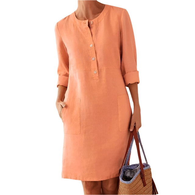 Kvinders Midi Sommerkjole i Let Materiale-1