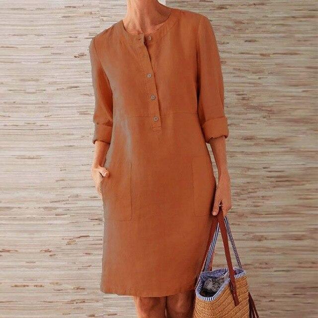 Kvinders Midi Sommerkjole i Let Materiale-6