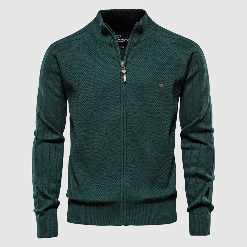 Herre Cardigan Fuld Lynlås Argyle Mønster
