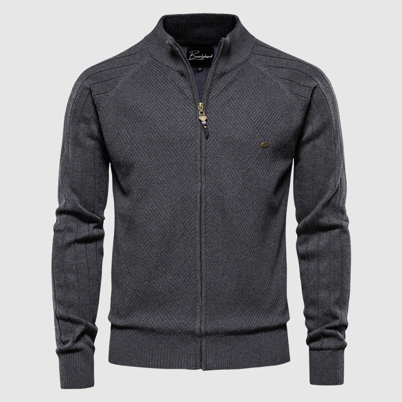 Herre Cardigan Fuld Lynlås Argyle Mønster