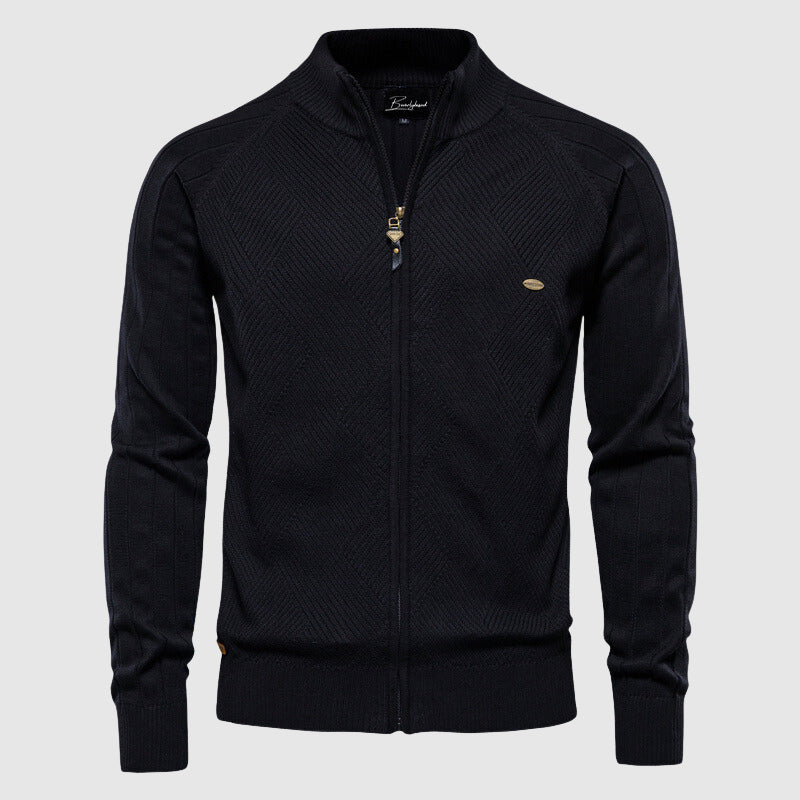 Herre Cardigan Fuld Lynlås Argyle Mønster