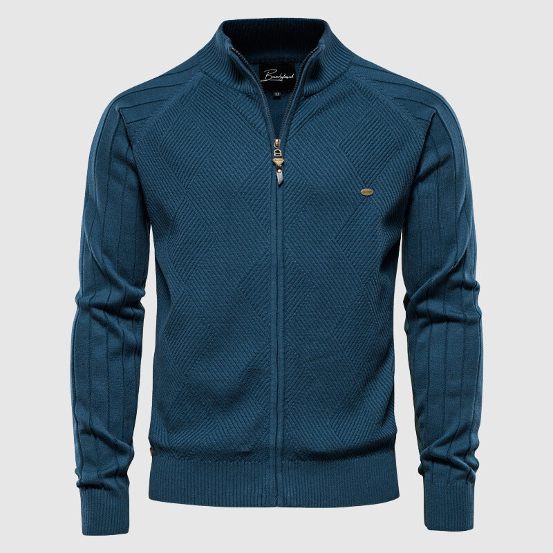 Herre Cardigan Fuld Lynlås Argyle Mønster