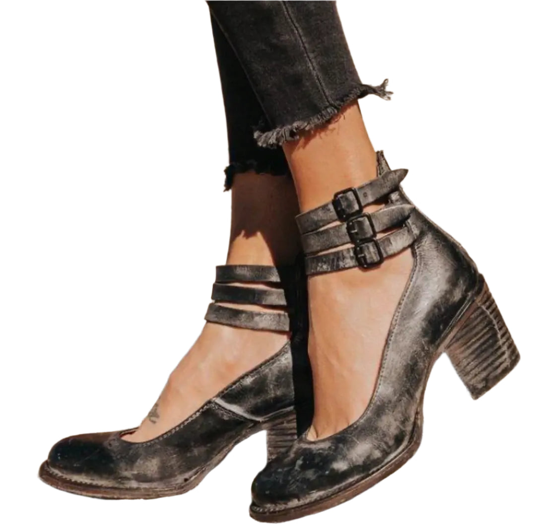 Dame Læder Sandaler Elegant Komfort Medium Hælhøjde-1