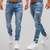 Herre Joggingbukser Denim med Lynlås Detaljer og Behagelig Pasform