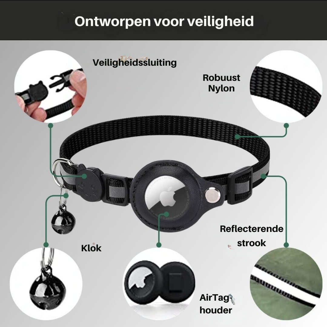 Katte GPS-halsbånd med reflekterende design 3