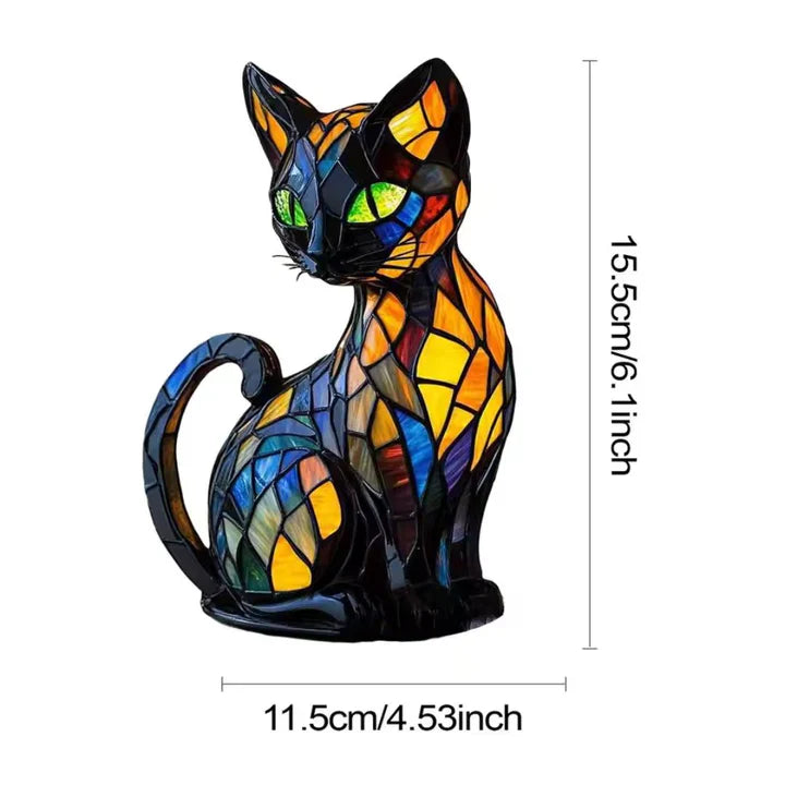 Kattebordlampe Farvet Glas Kunstnerisk Design Med Blødt Lys 6