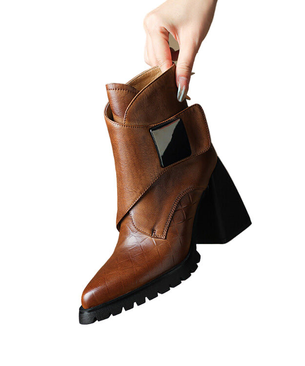 Kvinder Støvler Chunky Hæl Spids Tå 0