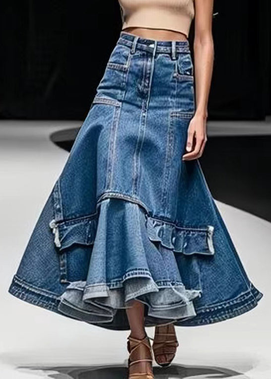 Kvinders A-Line Nederdel i Denim med Høj Talje 1