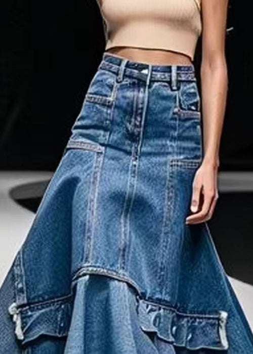 Kvinders A-Line Nederdel i Denim med Høj Talje 3