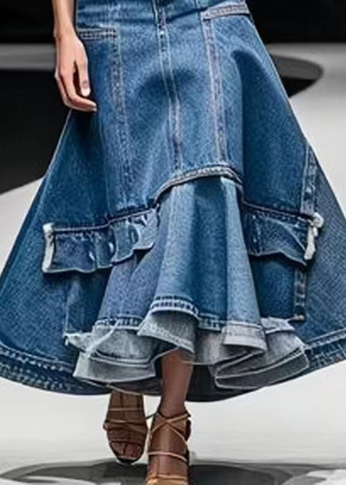Kvinders A-Line Nederdel i Denim med Høj Talje 4