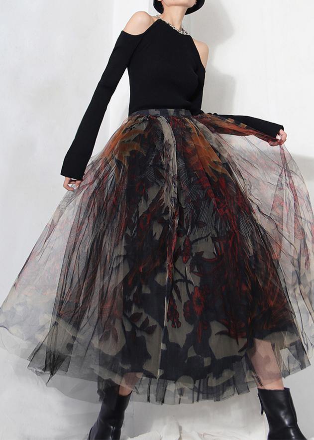 Kvinders A-Line Nederdel i Sort Blonde Tulle 1