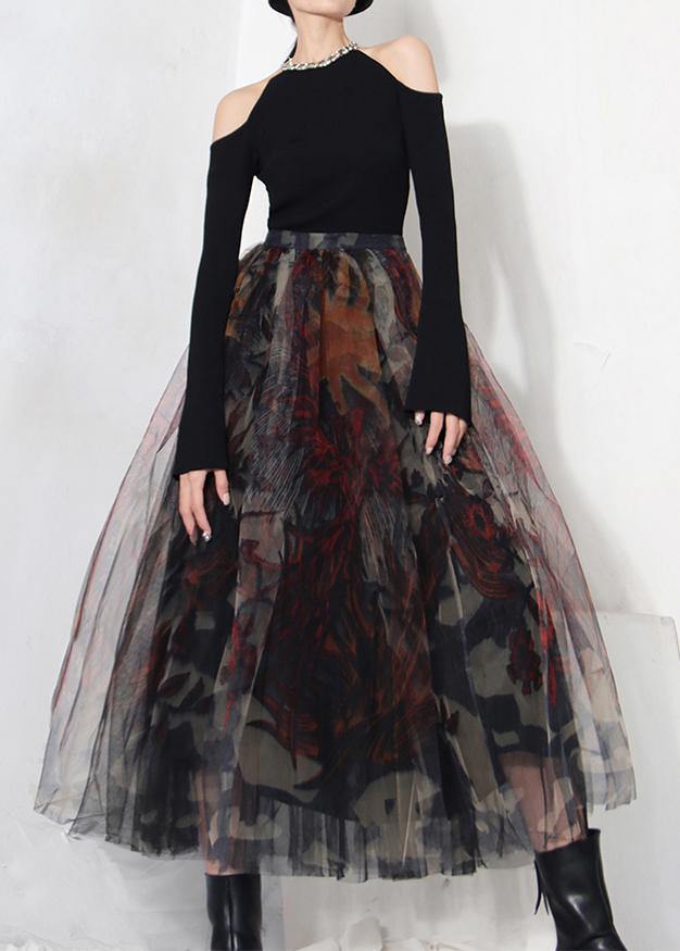 Kvinders A-Line Nederdel i Sort Blonde Tulle 4