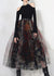 Kvinders A-Line Nederdel i Sort Blonde Tulle 4