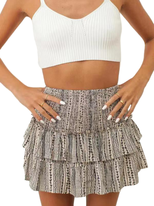 Kvinders A-line Skirt Ruffled Floral Polyester 0