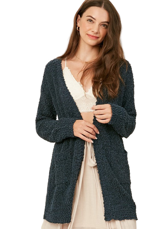 Kvinders Åben Cardigan Chunky Strik Grøn 0