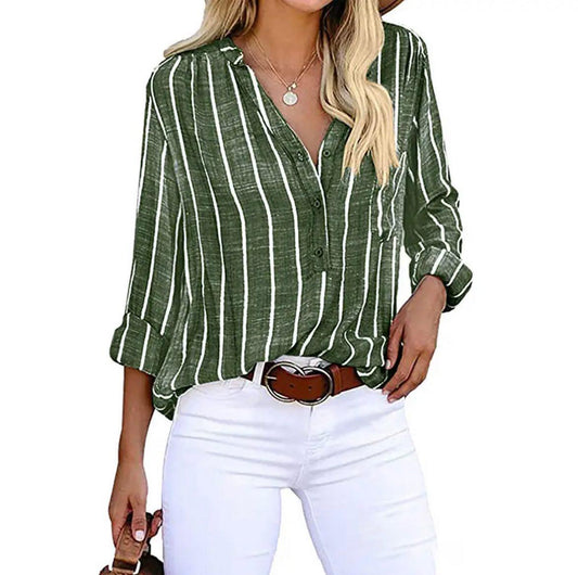 Kvinders Afslappet Bluse med Striber 3