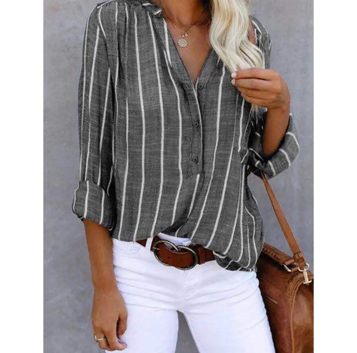 Kvinders Afslappet Bluse med Striber 8