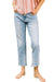 Kvinders Ankel Straight Leg Jeans Høj Talje Denim 0