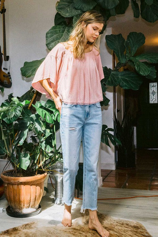 Kvinders Ankel Straight Leg Jeans Høj Talje Denim 1