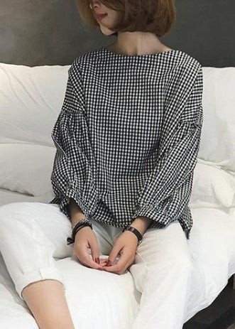 Kvinders Asymmetrisk Bluse i Ternet Design 1