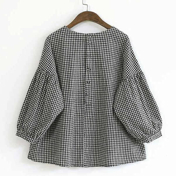 Kvinders Asymmetrisk Bluse i Ternet Design 5