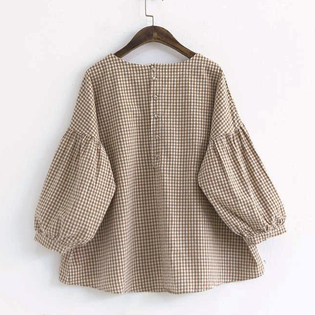 Kvinders Asymmetrisk Bluse i Ternet Design 7