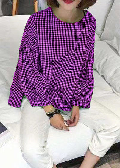 Kvinders Asymmetrisk Bluse i Ternet Design 8
