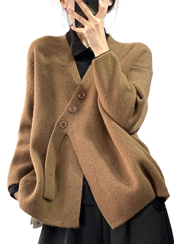Kvinders Asymmetrisk Cashmere Strikpullover til Vinter 0