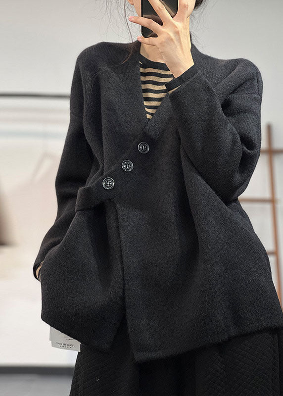 Kvinders Asymmetrisk Cashmere Strikpullover til Vinter 2