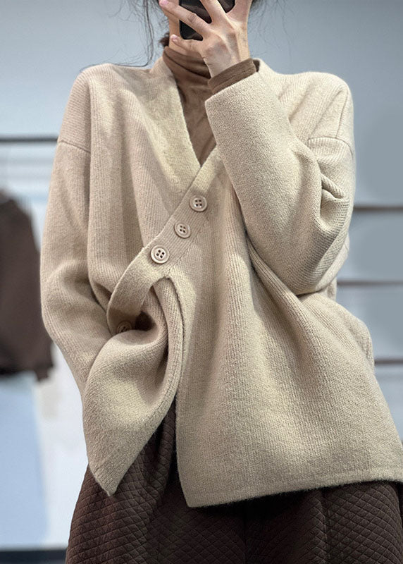 Kvinders Asymmetrisk Cashmere Strikpullover til Vinter 3