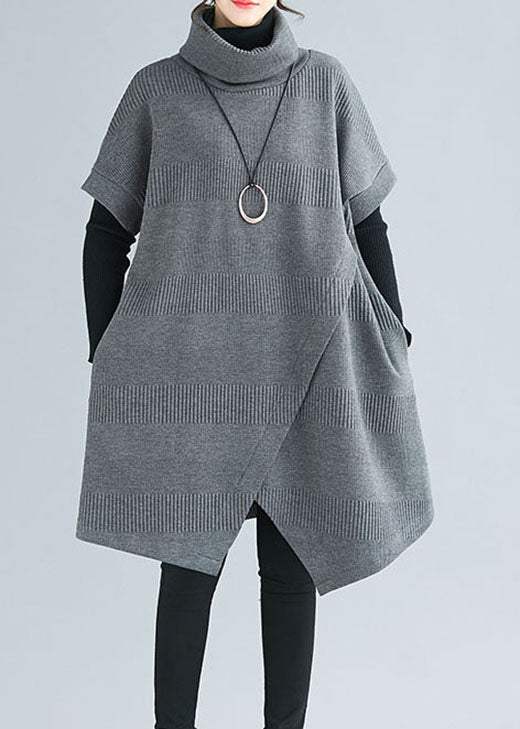 Kvinders Asymmetrisk Design Kjole med Turtle Neck 2