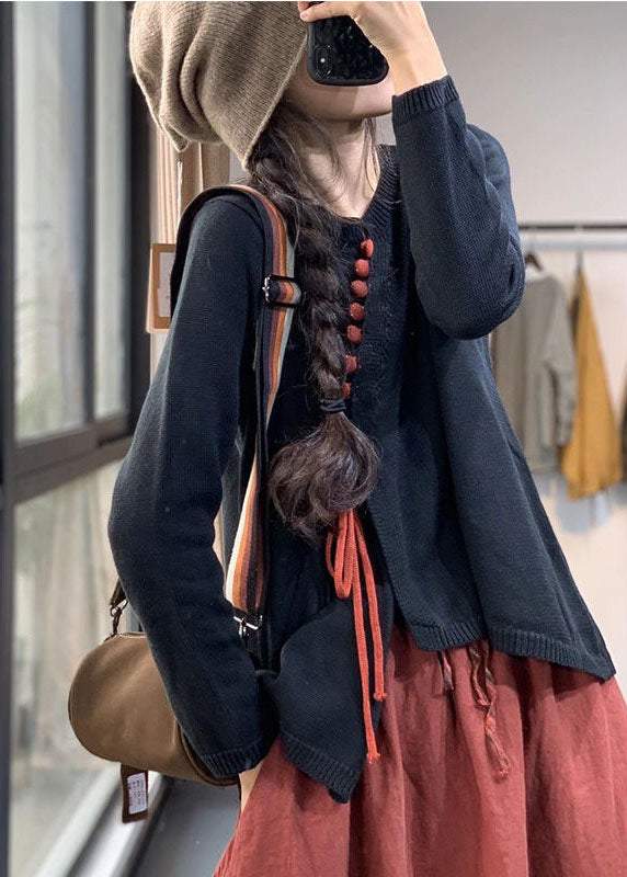 Kvinders Asymmetrisk Sweater med O-Hals i Blødt Strik 1
