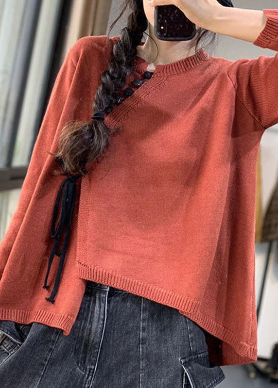 Kvinders Asymmetrisk Sweater med O-Hals i Blødt Strik 2
