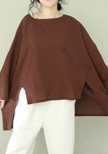 Kvinders Asymmetrisk Top i Plaid Design 1