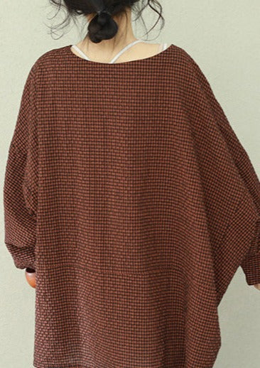 Kvinders Asymmetrisk Top i Plaid Design 3