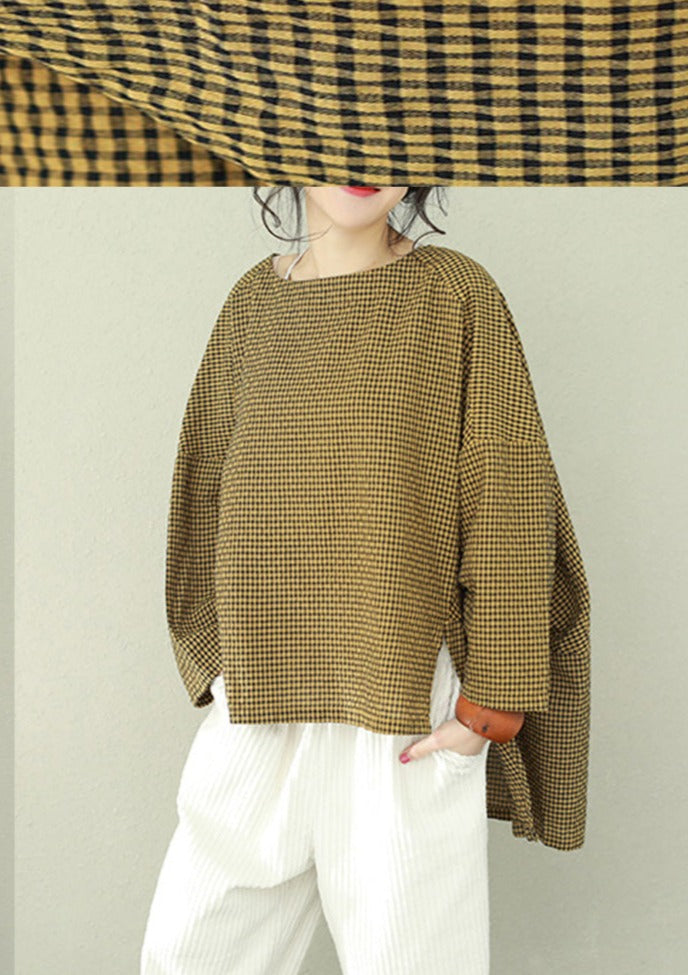 Kvinders Asymmetrisk Top i Plaid Design 4