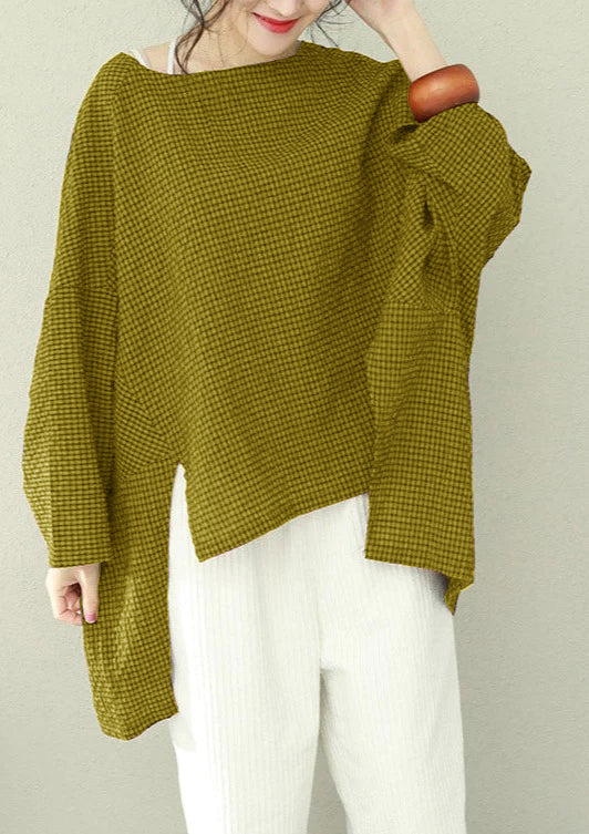 Kvinders Asymmetrisk Top i Plaid Design 7